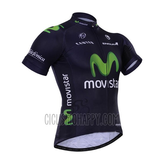 Movistar Cycling Jersey Bib Short 2015 Short Sleeve Black